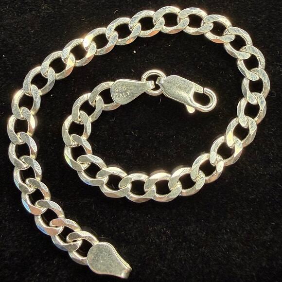 Unbranded Jewelry - Solid 925 Italian Sterling Silver Cuban Link Bracelet 7" Long 5.3mm Wide